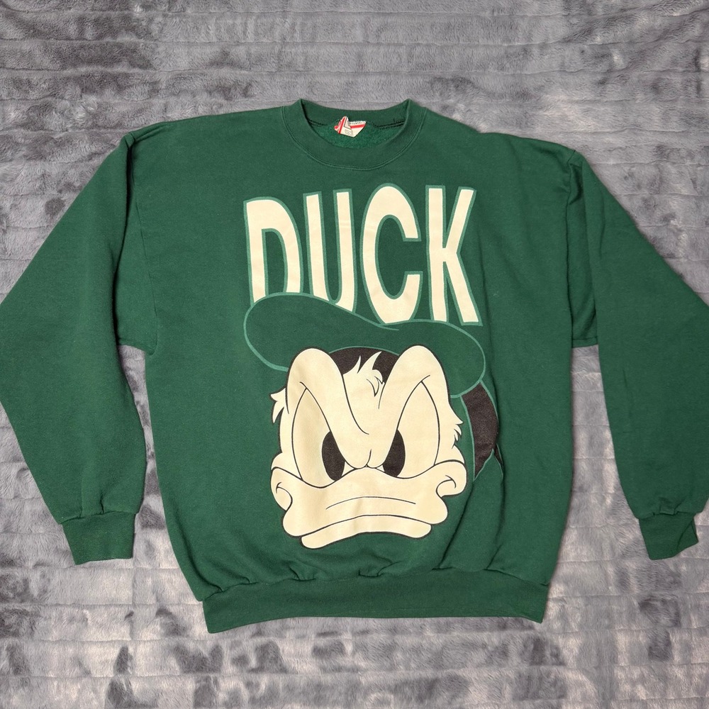 Disney Designs Donald Duck Sweatshirt Unisex OS Green Vintage 90s Graphic USA